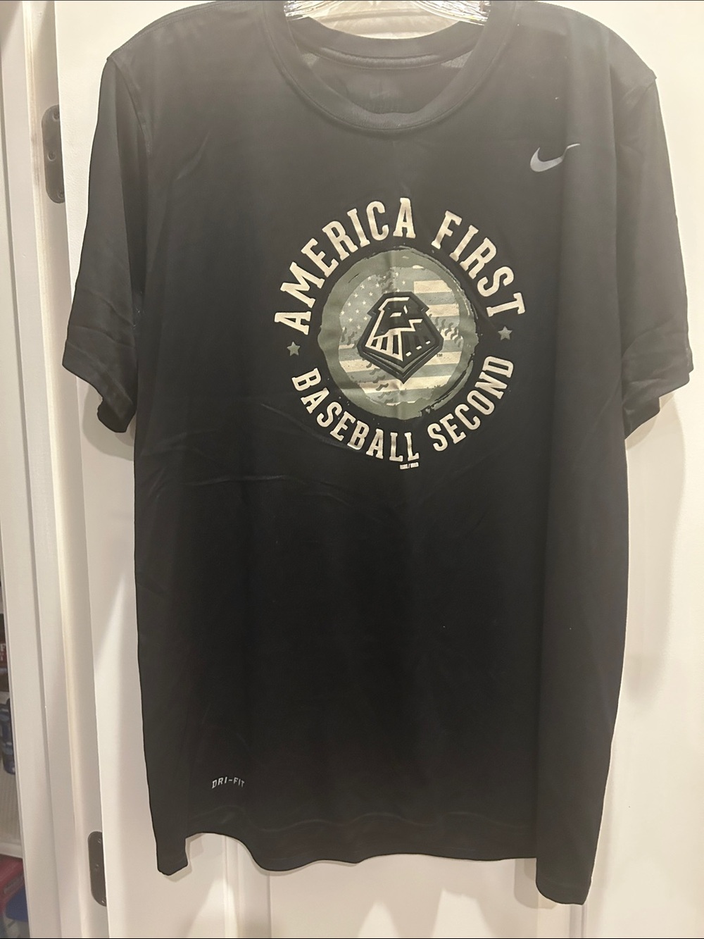 Nike Dri-Fit Black Round Rock Express 'America First Baseball Second' Tee XL